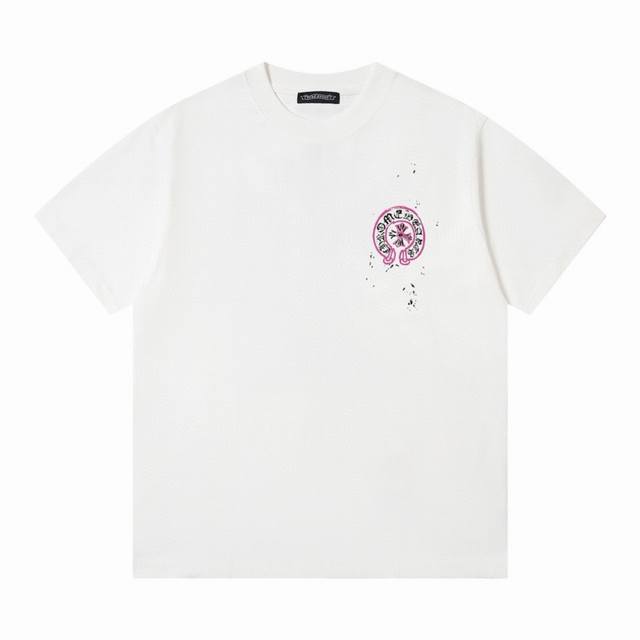Chrome Hearts Ch Chrome Hearts Cherry Blossom Cross Print Couple Round Neck Shor