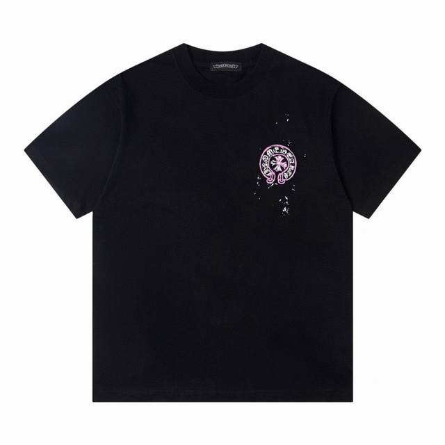 Chrome Hearts Ch Chrome Hearts Cherry Blossom Cross Print Couple Round Neck Shor