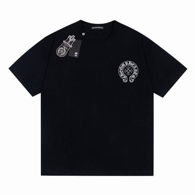 Chrome Hearts Ch Chrome Hearts Burst Horseshoe Print Couple Round Neck Short Sle
