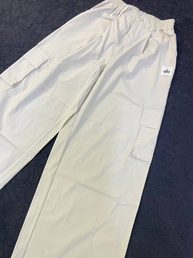 2025Alo God Pants Kim Ji-soo Same Style 25Ss Loose Wide Leg Straight Multi-Pocke