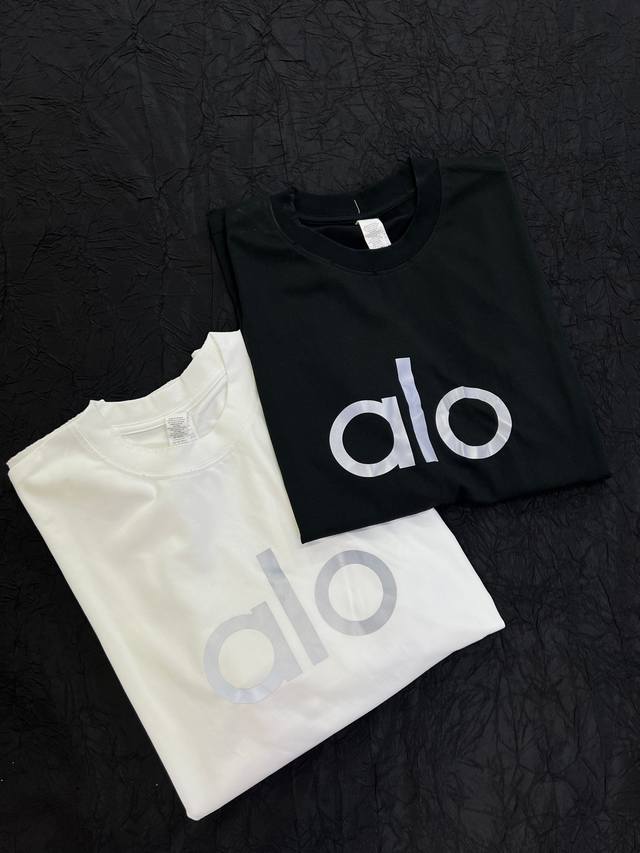 Alo 25 new spring and summer pure cotton reflective print loose short-sleeved ro