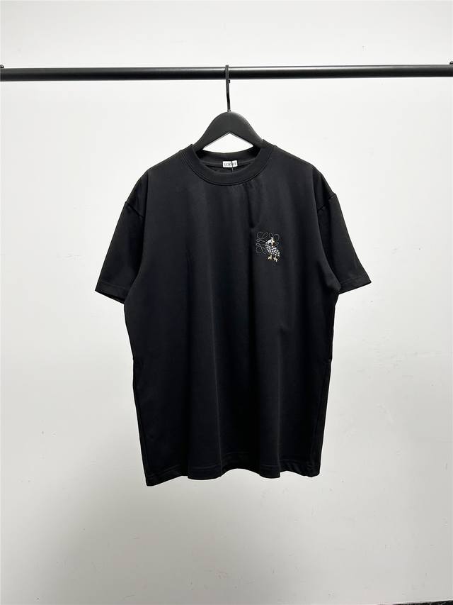 High quality Loewe classic short-sleeved T-shirt with guinea fowl embroidery an