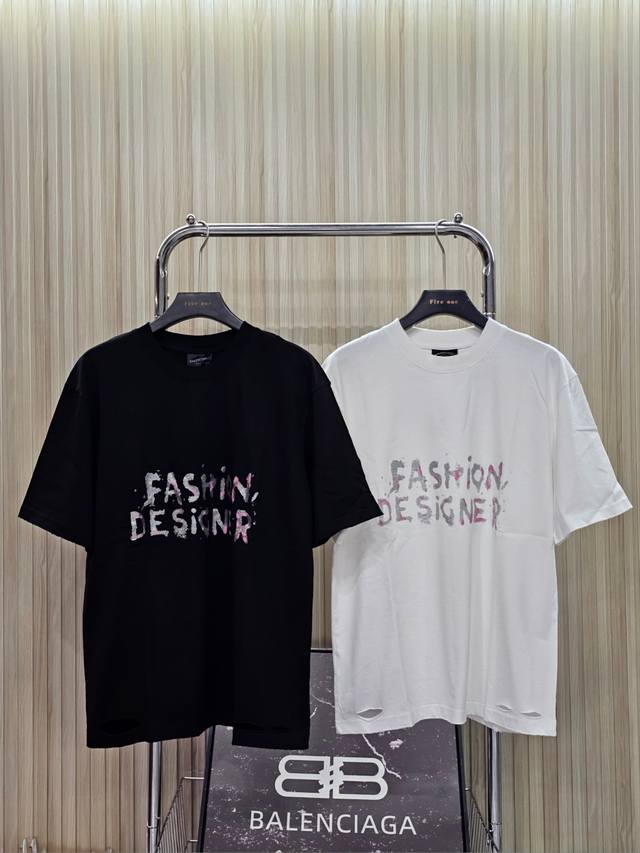 Balenciaga Balenciaga letter print drop shoulder short sleeve T-shirt loose fit