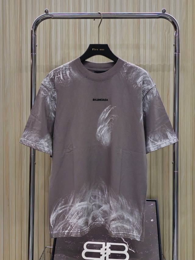 Balenciaga Balenciaga micro-logo embroidered round neck short-sleeved T-shirt lo