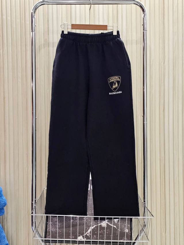 Balenciaga Ss25 Paris co-branded Lamborghini Logo printed elastic pants loose ve