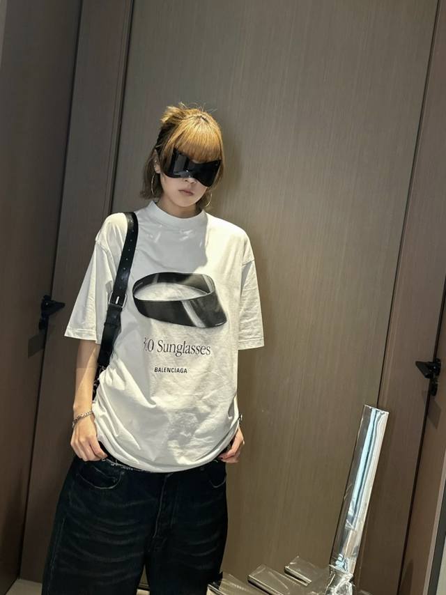 Balenciaga Paris Balenciaga Ss25 Printed Round Neck Short Sleeve T-shirt Loose F
