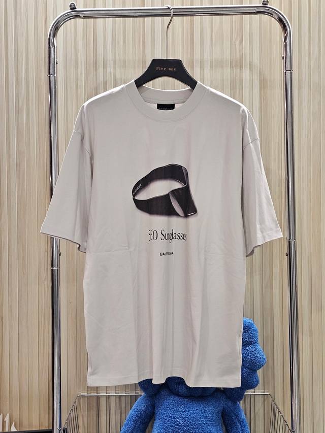 BalenciagaSs25 Printed Round Neck Short Sleeve T-shirt Loose Fit Color: Lime Whi