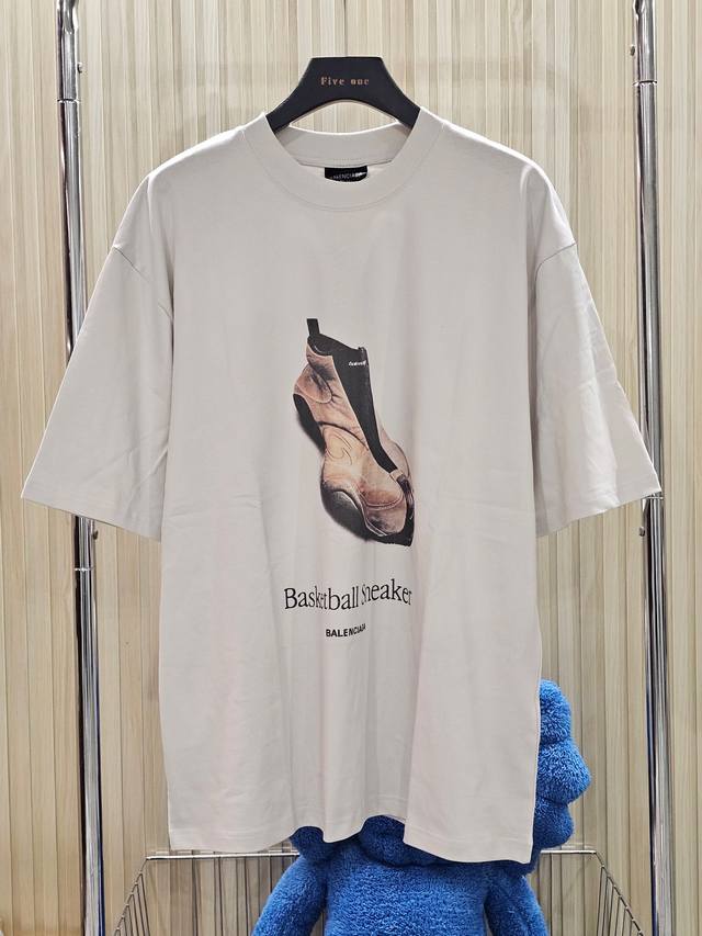 Balenciaga Balenciaga Ss25 basketball shoes printed round neck short sleeve T-sh