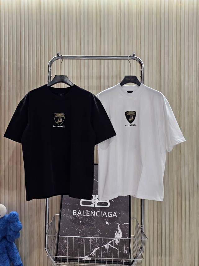 Balenciaga Ss25 Paris co-branded Lamborghini front and back logo printed short-s