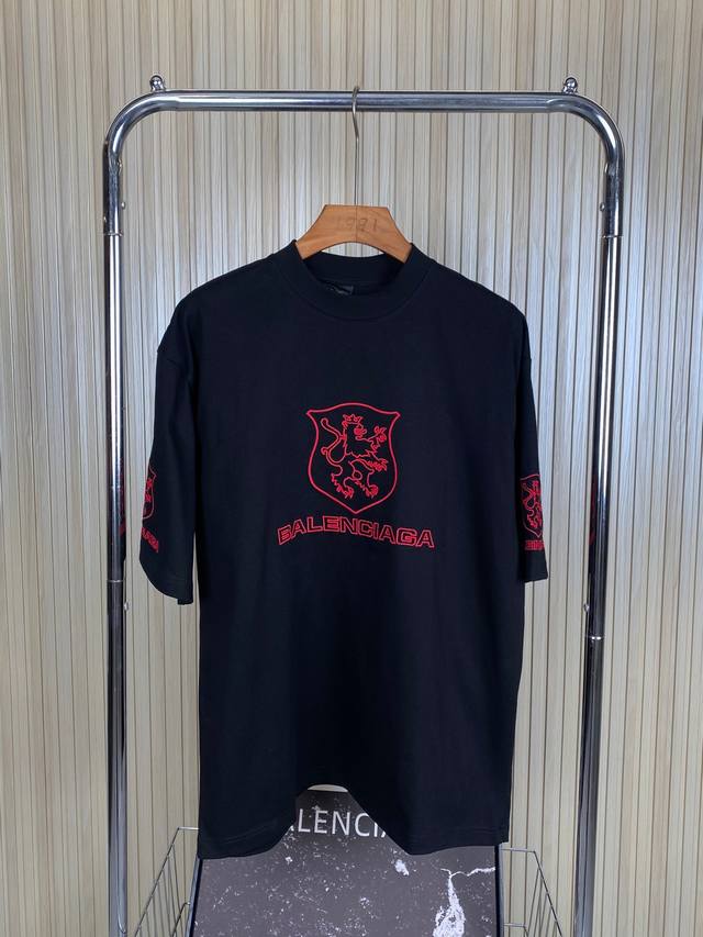 Balenciaga Parisian family Ss25 Logo letter embroidery round neck short sleeve T