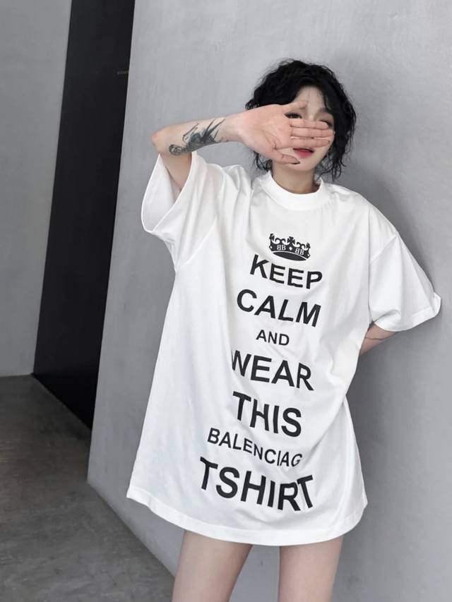 Balenciaga Paris Balenciaga letter print loose round neck short sleeve T-shirt h