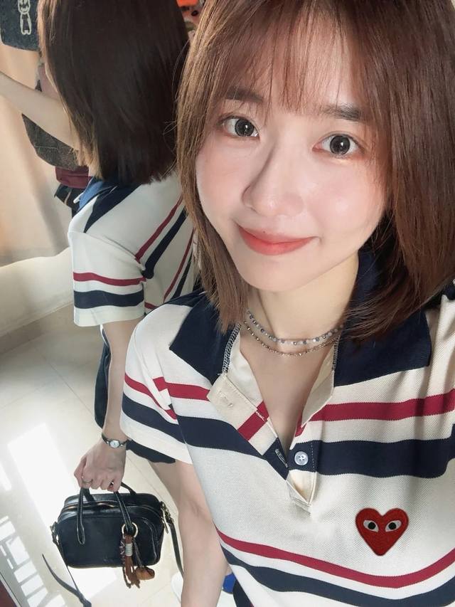Cdg Kawakubo Rei Play's new striped lapel short Polo short sleeves Who knows the
