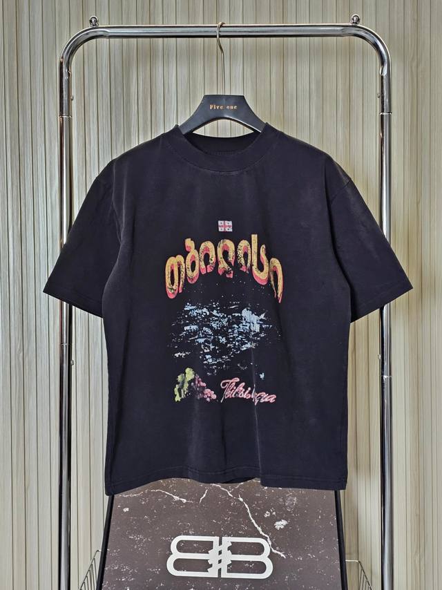 Balenciaga Balenciaga faded letter micro logo direct injection printing round ne