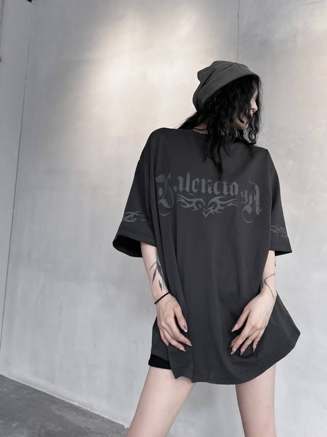 Balenciaga Paris Balenciaga 24Ss new love letter print short sleeves with tear e