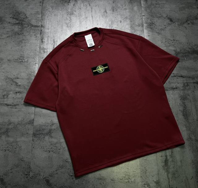 Stone Island embroidery splicing contrast color couple short-sleeved T-shirt Th