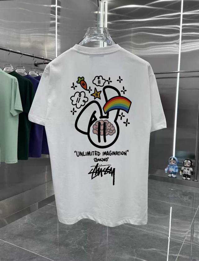 Stusi series counter retro couple print short-sleeved T-shirt with dropped shoul