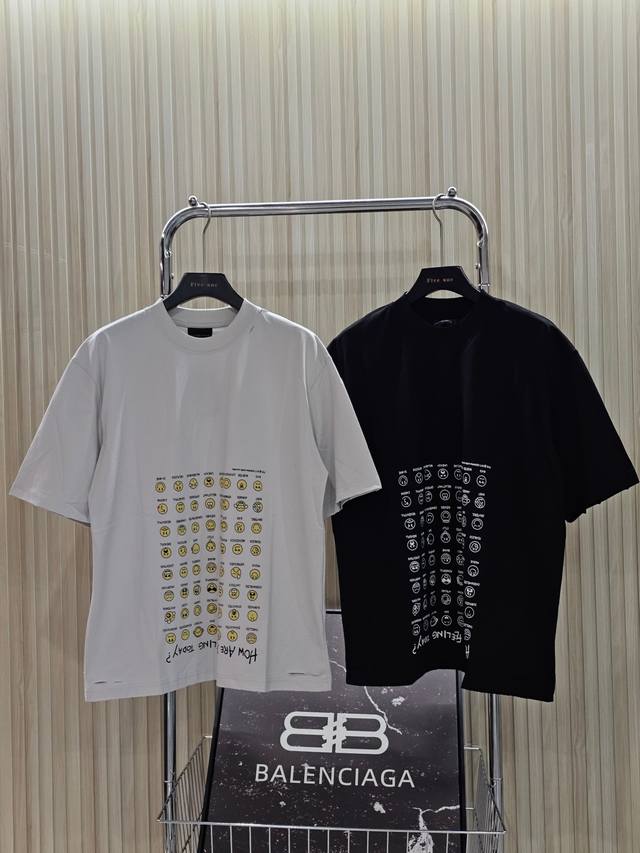 Balenciaga 24Ss new round neck short sleeve T-shirt with pattern printing and wo