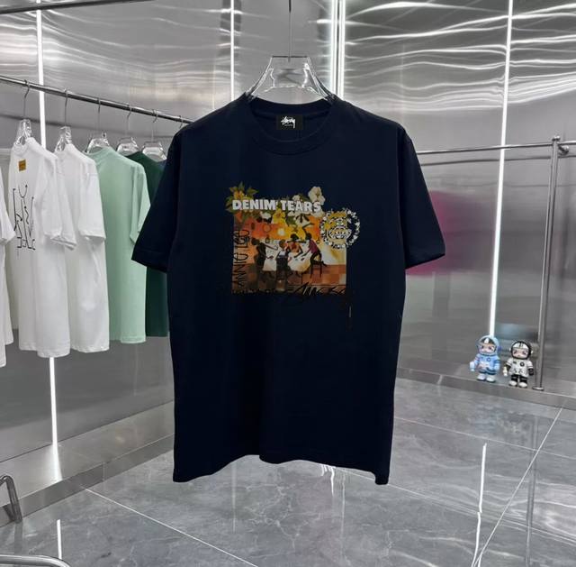 Stusi dinner series counter retro couple print short-sleeved T-shirt with droppe