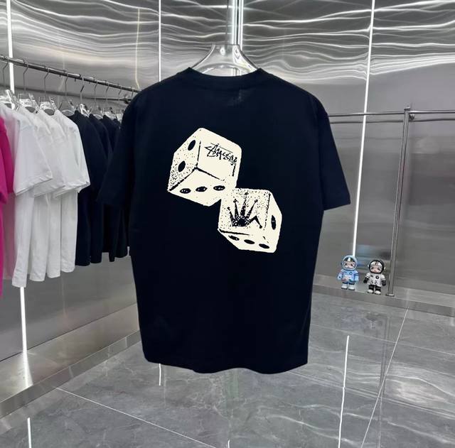 Stusi Dice Series Counter Retro Couple Printed Short Sleeve T Drop Shoulder Slee