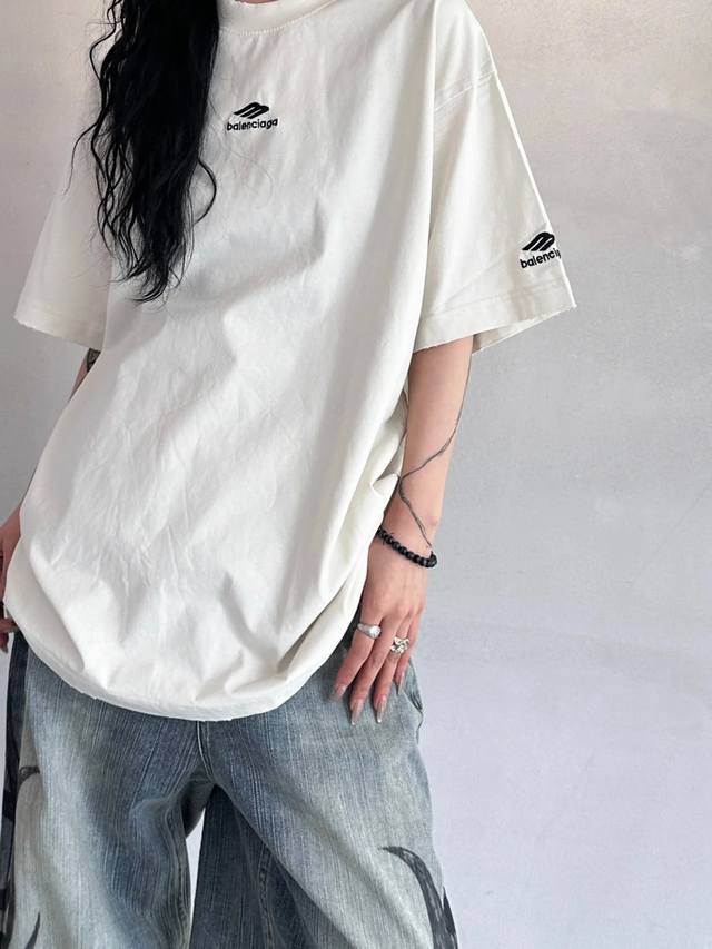 Balenciaga Balenciaga Fw24 Skiwear series Logo embroidered round neck short-slee