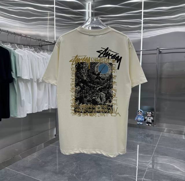 Stusi series counter retro couple print short-sleeved T-shirt with dropped shoul