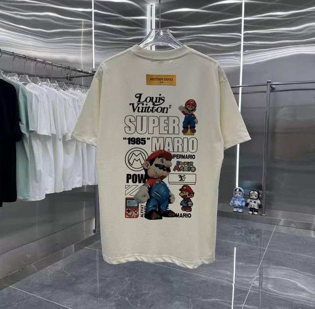 Lv Mario series counter retro couple print short-sleeved T-shirt with dropped sh