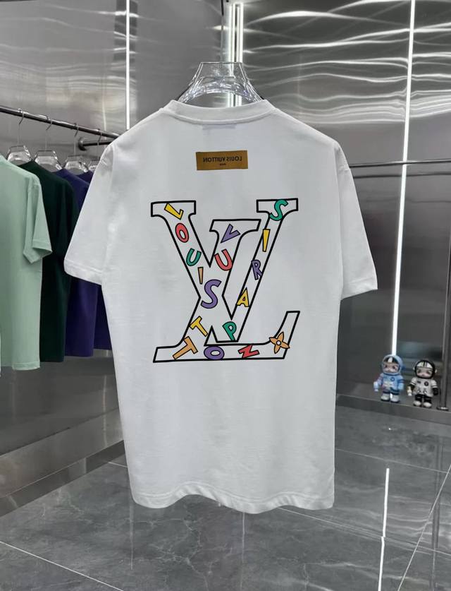 Lv color letter series counter retro couple print short sleeve T drop shoulder s