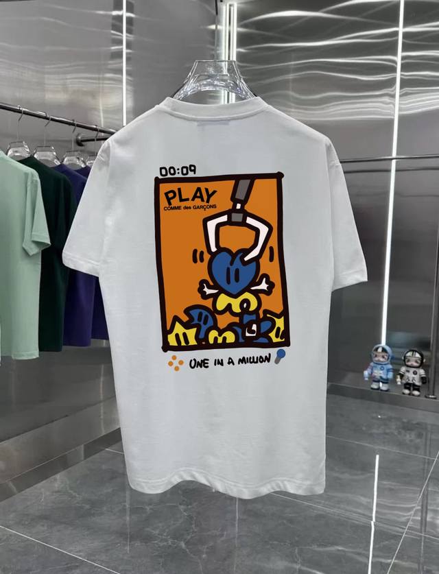 Play series counter retro couple print short-sleeved T-shirt with dropped should