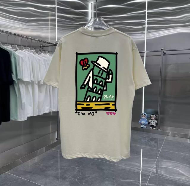 Play series counter retro couple print short-sleeved T-shirt with dropped should