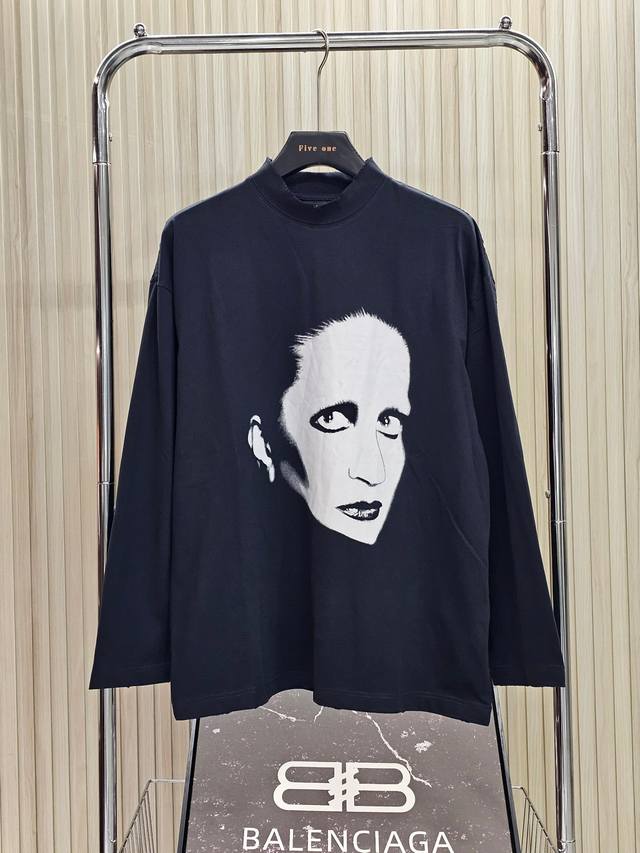 Balenciaga Paris Balenciaga Mins joint series portrait print long-sleeved T-shir
