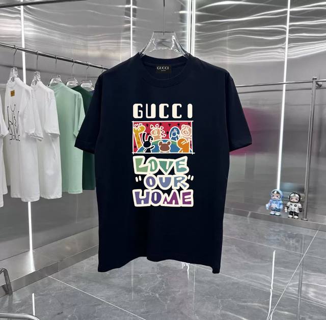 Gucci series counter retro couple print short-sleeved T-shirt with dropped shoul