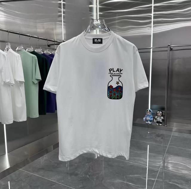 Play Drift Bottle Series Counter Retro Couple Printed Short Sleeve T Drop Should