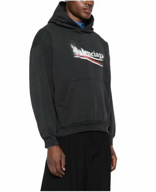 Balenciaga Balenciaga Ss24 Logo letter blurred print hooded sweatshirt loose ver