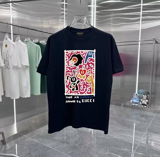 Gucci Rabbit Series Counter Retro Couple Print Short Sleeve T Drop Shoulder Slee