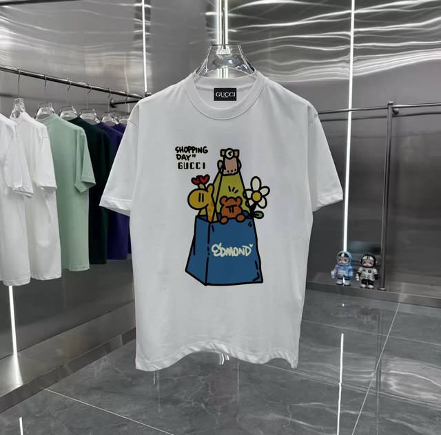 Gucci handbag series counter retro couple print short-sleeved T-shirt with dropp