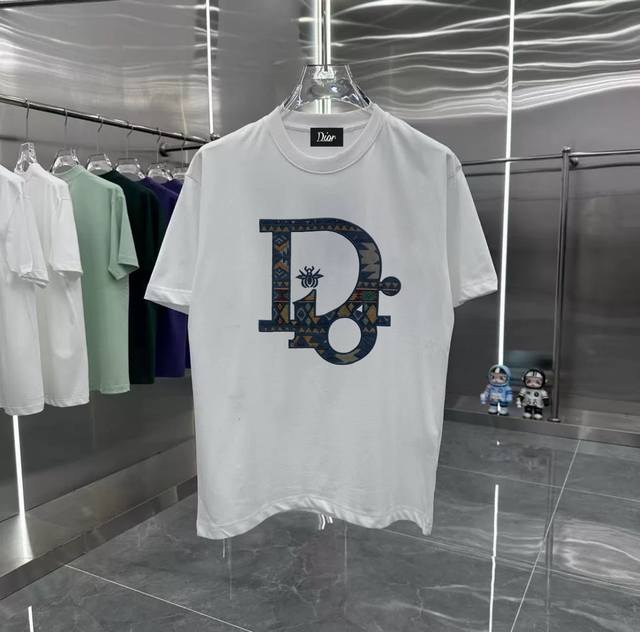 Dior Cashew Nut Flower Totem Series Counter Retro Couple Print Short Sleeve T Dr