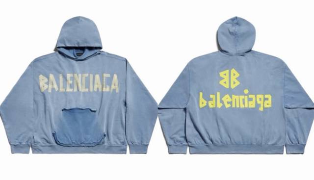 Balenciaga Balenciaga autumn and winter new slogan logo pattern yellow tape swea