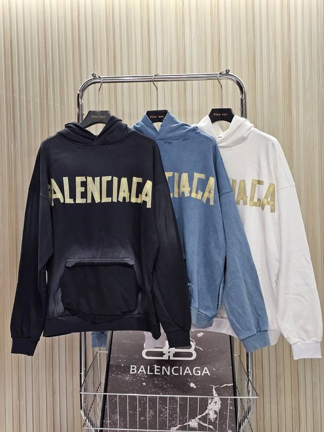Balenciaga Balenciaga autumn and winter new slogan logo yellow tape sweatshirt,