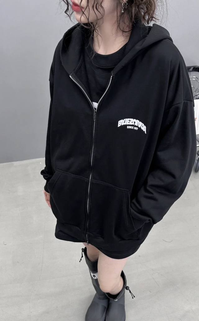 Balenciaga Balenciaga Fw23 letter embroidered zipper hooded casual sweatshirt, l