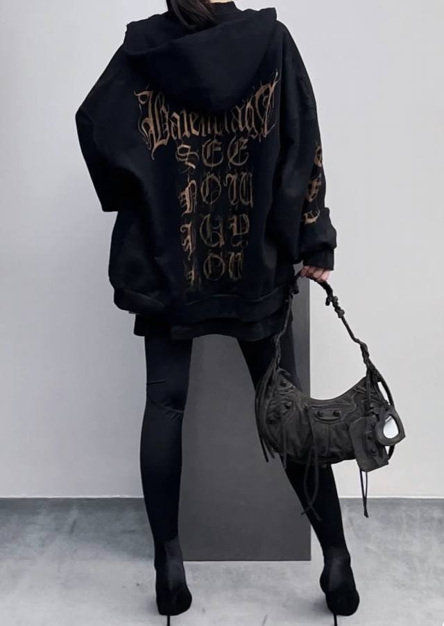Balenciaga Balenciaga23 Sanskrit zipper hooded sweatshirt, using special aging