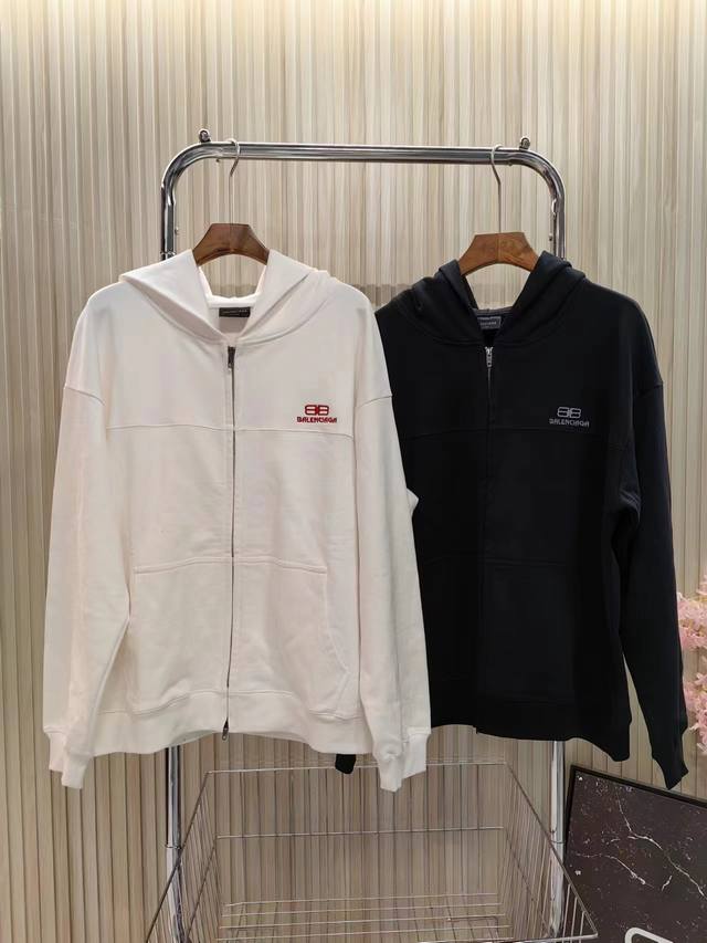 Balenciaga*23Ss New zipper hooded sweatshirt from the Paris catwalk, printed and