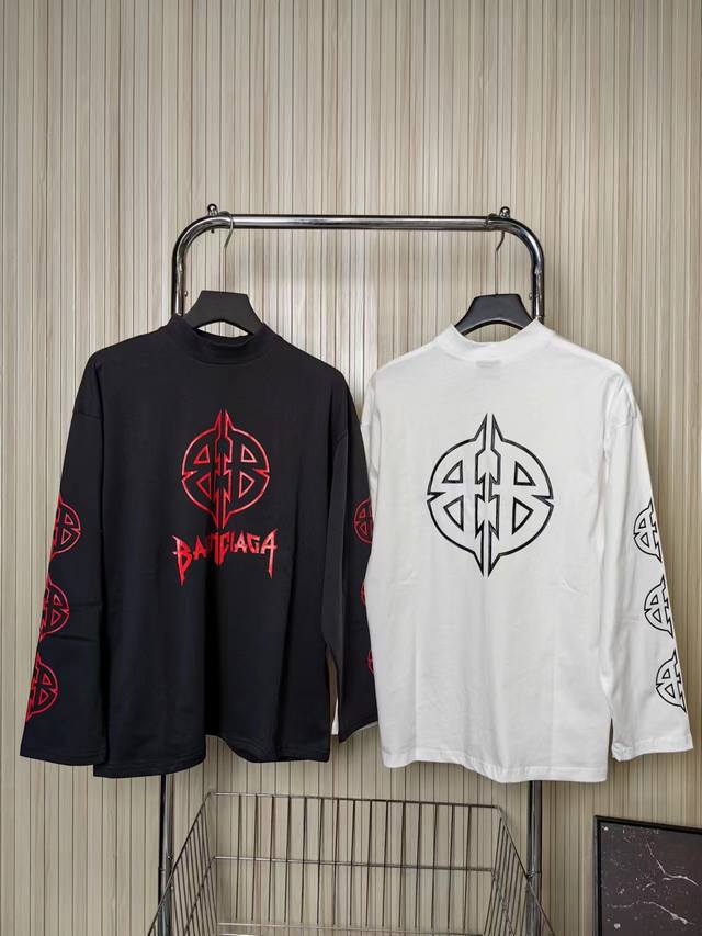 Balenciaga 23Ss Balenciaga's latest Blcg double B cracked torn long-sleeved T-sh