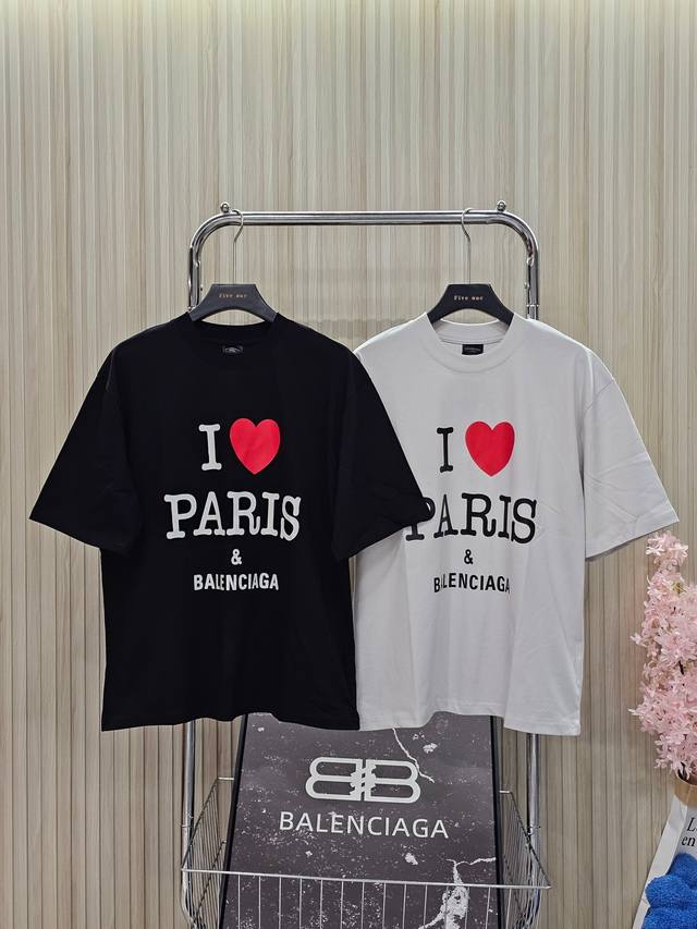 BalenciagaNew arrival Balenciaga Love Couple Print Letter Logo Round Neck Short