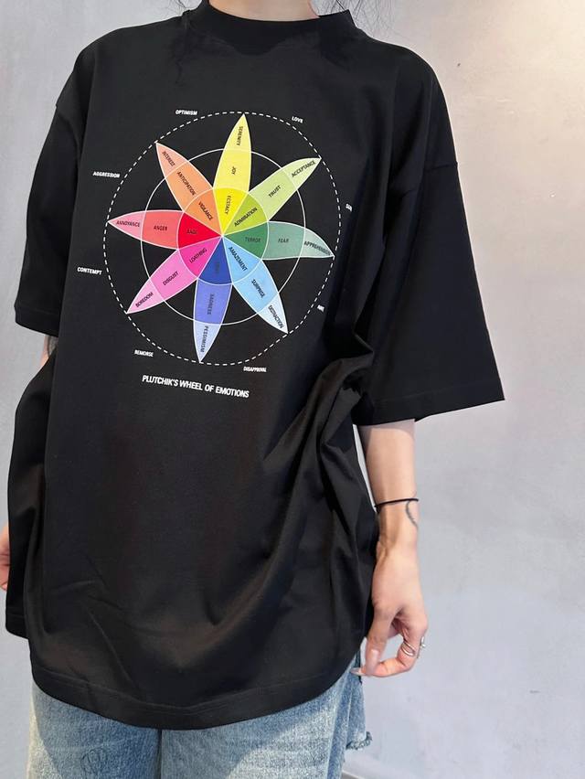 Parisian family Balenciaga 24 new color compass print short-sleeved T-shirt hig