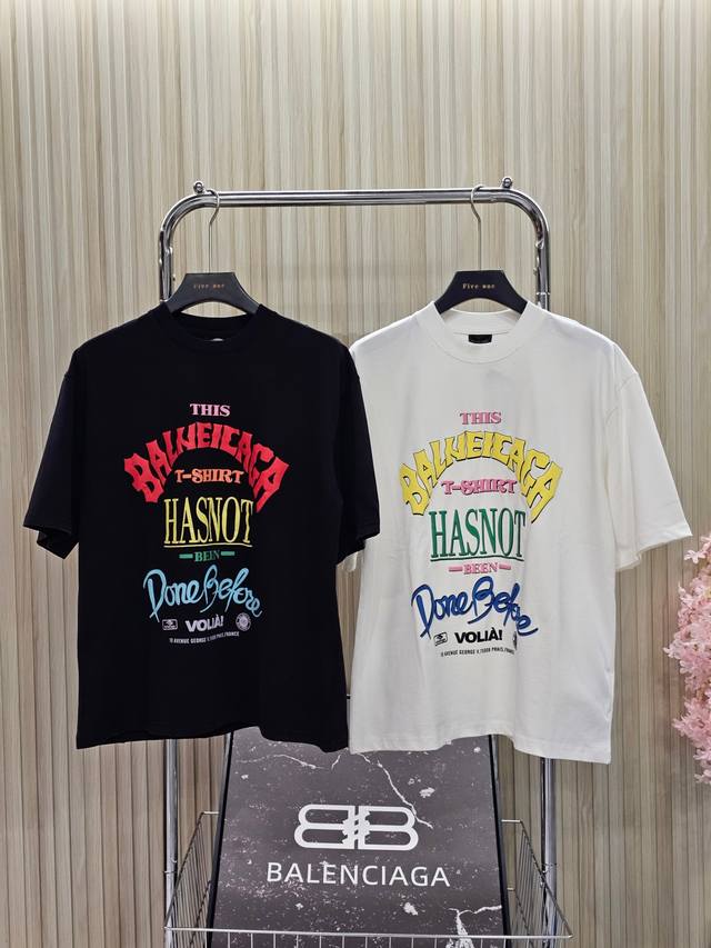 Balenciaga new T-shirt The latest contrast color offset printing design on the