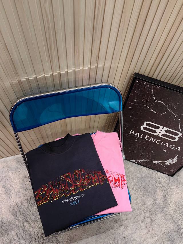 Balenci*Ga 24Ss Paris limited edition capsule series printed long-sleeved T-shir