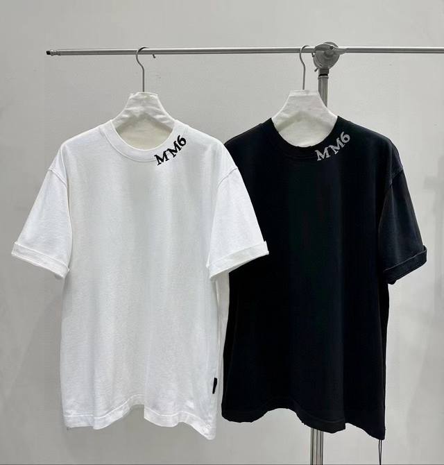 2025 New Mm6 Large Short Sleeve Unisex T-shirt Heavy 400g Cotton Counter Printin