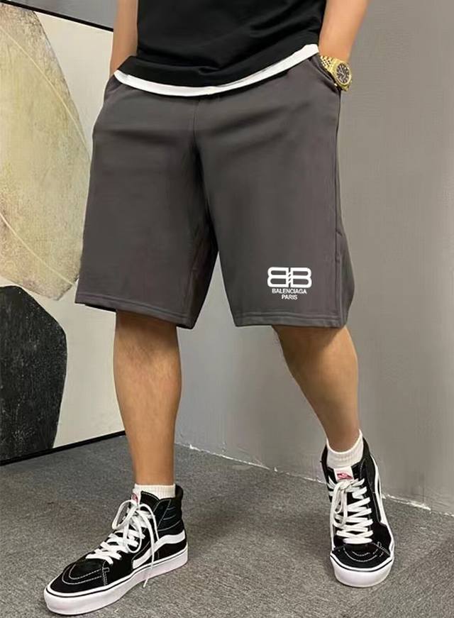 Balenciaga double B letter print basic style shorts for men and women couples Do