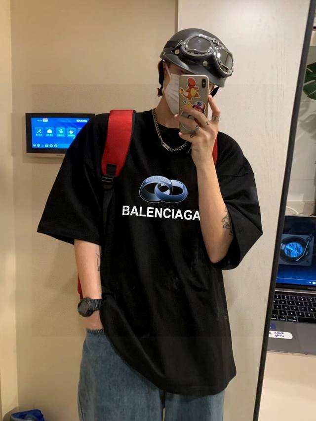 High quality Balenciaga Paris Balenciaga co-branded classic double ring letter