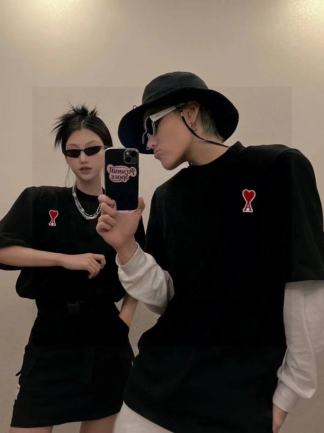 High quality Ami counter synchronized red love embroidery series couple men and